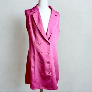 SHEIN Hot Pink Double-Breasted Sleeveless Maxi Dress